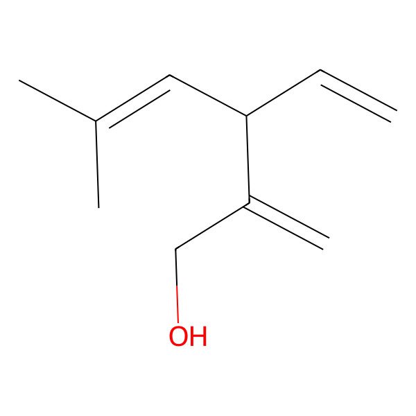 2D Structure of 3-Ethenyl-5-methyl-2-methylidenehex-4-en-1-ol