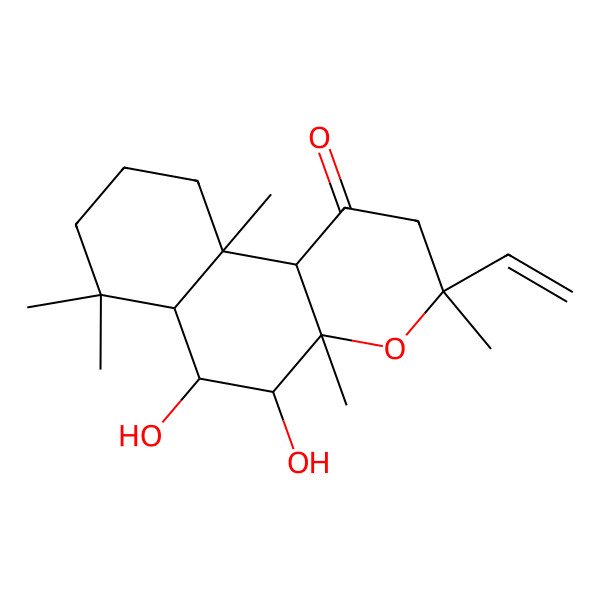 2D Structure of 3-Ethenyl-5,6-dihydroxy-3,4a,7,7,10a-pentamethyl-2,5,6,6a,8,9,10,10b-octahydrobenzo[f]chromen-1-one