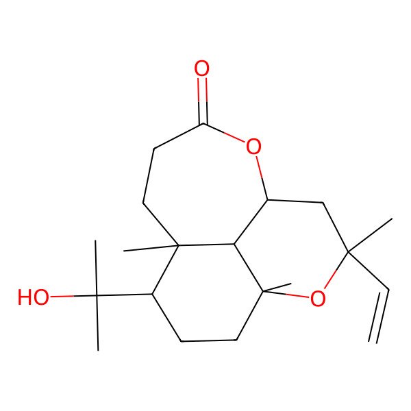 2D Structure of 3-Ethenyl-8-(2-hydroxypropan-2-yl)-3,5,9-trimethyl-4,13-dioxatricyclo[7.4.1.05,14]tetradecan-12-one