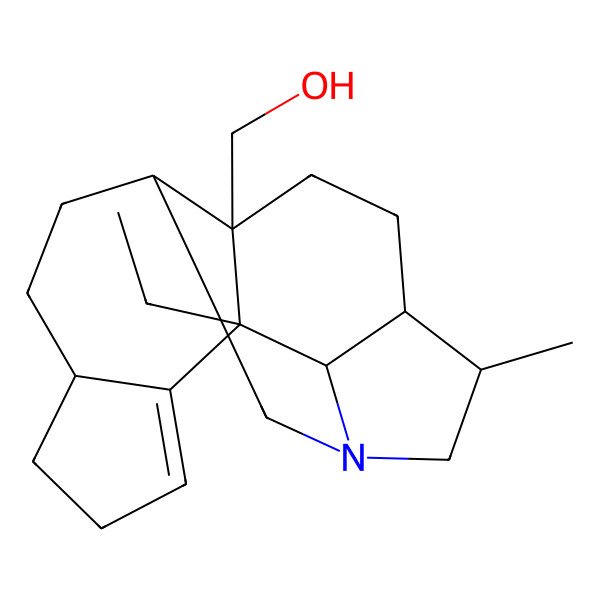 2D Structure of (3-Ethyl-16-methyl-1-azapentacyclo[9.6.1.02,15.03,12.04,8]octadec-4-en-12-yl)methanol