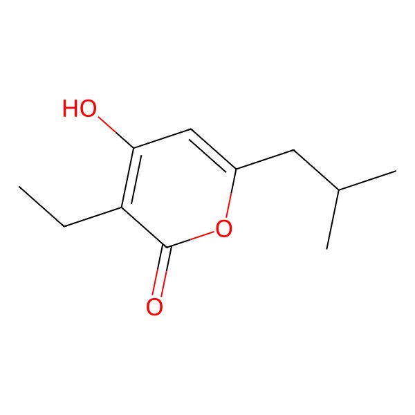 2D Structure of 3-Ethyl-4-hydroxy-6-(2-methylpropyl)-2H-pyran-2-one