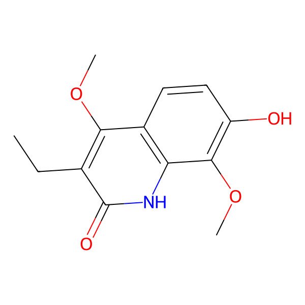 2D Structure of 3-Ethyl-7-hydroxy-4,8-dimethoxyquinolin-2-one 2D Structure of 3-Ethyl-7-hydroxy-4,8-dimethoxyquinolin-2-one