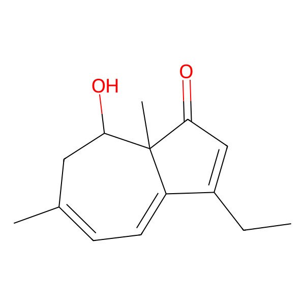 2D Structure of 3-Ethyl-8-hydroxy-6,8a-dimethyl-7,8-dihydroazulen-1-one