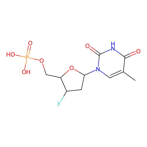 2D Structure of 3'-Fluoro-3'-deoxythymidine 5'-monophosphate