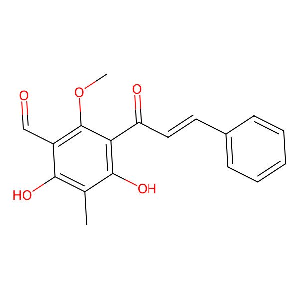 2D Structure of 3'-Formyl-4',6'-dihydroxy-2'-methoxy-5'-methyl-chalcone 2D Structure of 3'-Formyl-4',6'-dihydroxy-2'-methoxy-5'-methyl-chalcone
