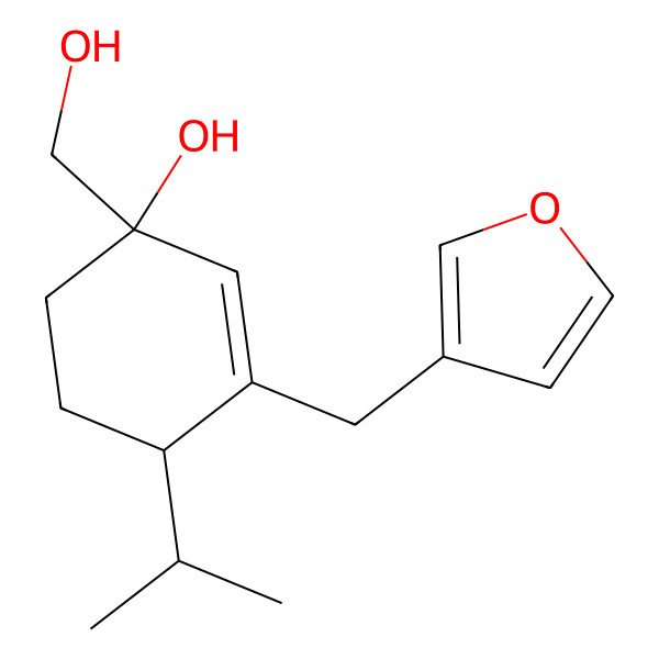 2D Structure of 3-(Furan-3-ylmethyl)-1-(hydroxymethyl)-4-propan-2-ylcyclohex-2-en-1-ol