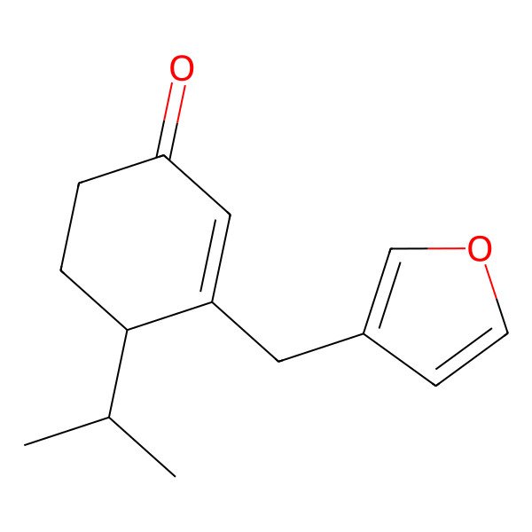 2D Structure of 3-(Furan-3-ylmethyl)-4-propan-2-ylcyclohex-2-en-1-one