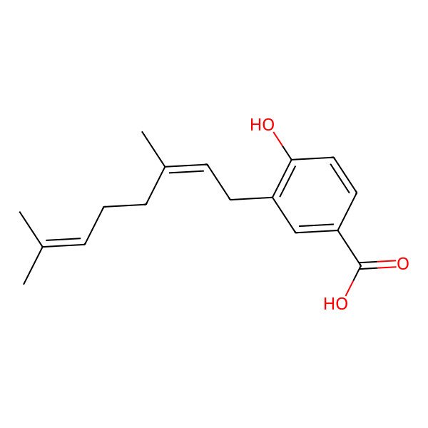 2D Structure of 3-Geranyl-4-hydroxybenzoic acid