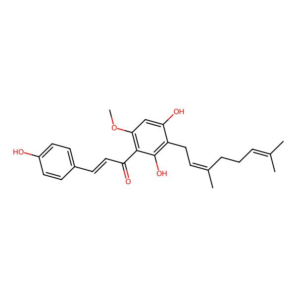 2D Structure of 3'-geranyl-6'-O-methylchalconaringenin 2D Structure of 3'-geranyl-6'-O-methylchalconaringenin