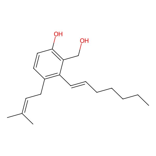 2D Structure of 3-Hept-1-enyl-2-(hydroxymethyl)-4-(3-methylbut-2-enyl)phenol