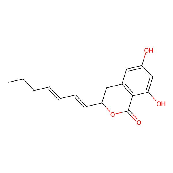 2D Structure of 3-Hepta-1,3-dienyl-6,8-dihydroxy-3,4-dihydroisochromen-1-one