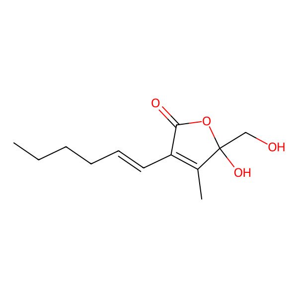 2D Structure of 3-Hex-1-enyl-5-hydroxy-5-(hydroxymethyl)-4-methylfuran-2-one