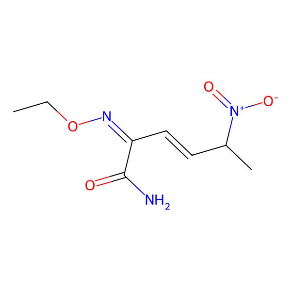 2D Structure of 3-Hexenamide,4-ethyl-2-(hydroxyimino)-5-nitro-,(2E,3E)-