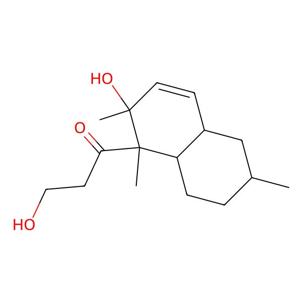 2D Structure of 3-Hydroxy-1-(2-hydroxy-1,2,6-trimethyl-4a,5,6,7,8,8a-hexahydronaphthalen-1-yl)propan-1-one
