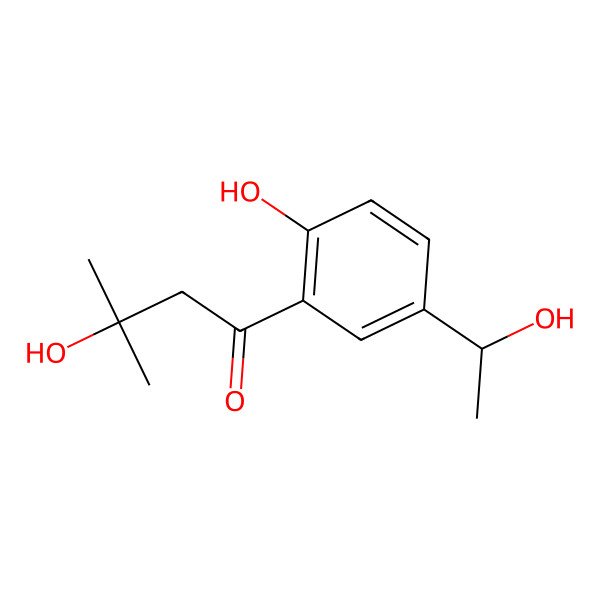 2D Structure of 3-hydroxy-1-[2-hydroxy-5-[(1S)-1-hydroxyethyl]phenyl]-3-methylbutan-1-one