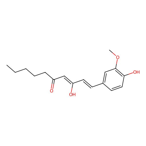 2D Structure of 3-Hydroxy-1-(4-hydroxy-3-methoxyphenyl)deca-1,3-dien-5-one