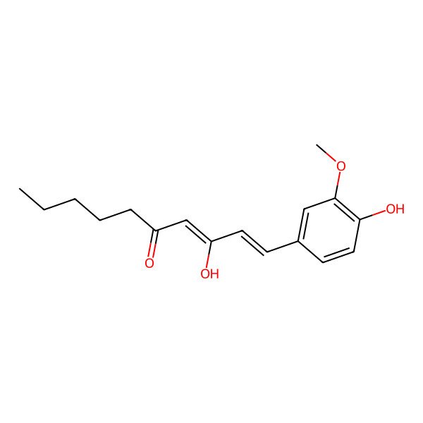 2D Structure of 3-Hydroxy-1-(4-hydroxy-3-methoxyphenyl)deca-1,3-dien-5-one 2D Structure of 3-Hydroxy-1-(4-hydroxy-3-methoxyphenyl)deca-1,3-dien-5-one