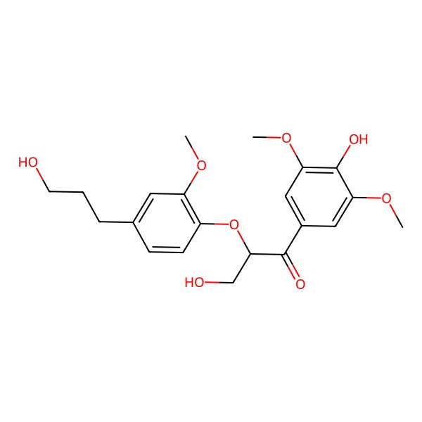 2D Structure of 3-(4-Hydroxy-3,5-dimethoxyphenyl)-2-[[4-(3-hydroxypropyl)-2-methoxyphenyl]oxy]-1-hydroxypropan-3-one
