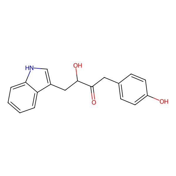 2D Structure of 3-hydroxy-1-(4-hydroxyphenyl)-4-(1H-indol-3-yl)butan-2-one