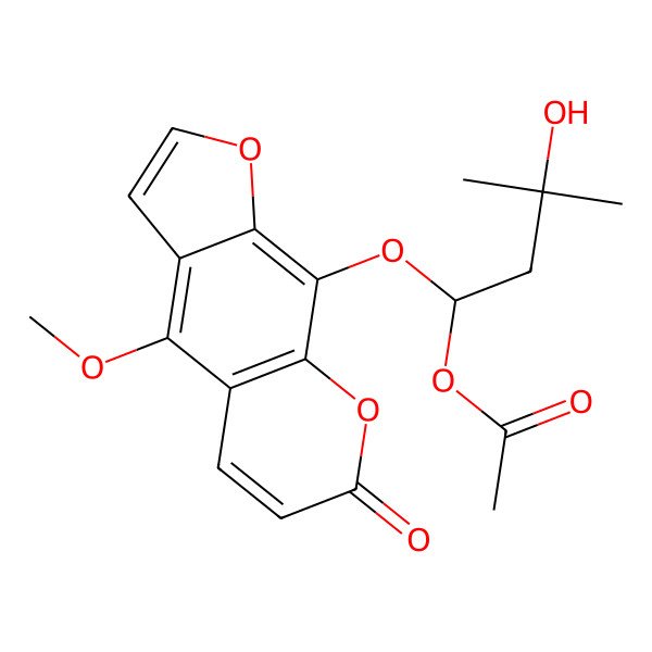 2D Structure of [3-Hydroxy-1-(4-methoxy-7-oxofuro[3,2-g]chromen-9-yl)oxy-3-methylbutyl] acetate