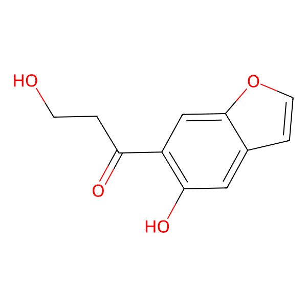 2D Structure of 3-Hydroxy-1-(5-hydroxy-1-benzofuran-6-yl)propan-1-one 2D Structure of 3-Hydroxy-1-(5-hydroxy-1-benzofuran-6-yl)propan-1-one