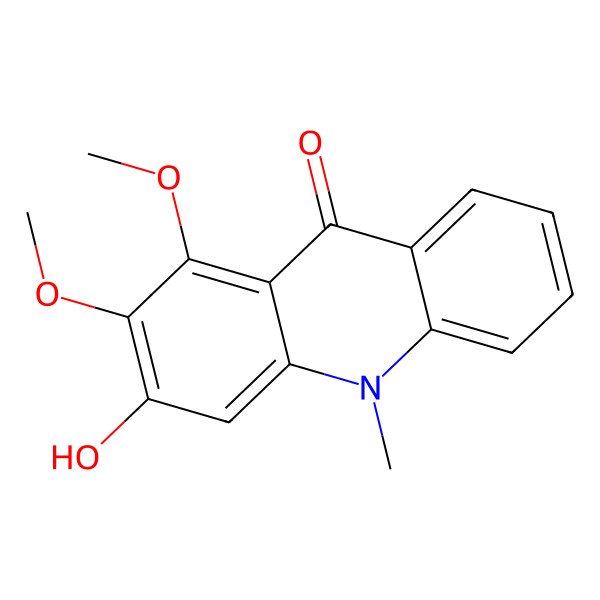 2D Structure of 3-Hydroxy-1,2-dimethoxy-10-methylacridin-9-one 2D Structure of 3-Hydroxy-1,2-dimethoxy-10-methylacridin-9-one
