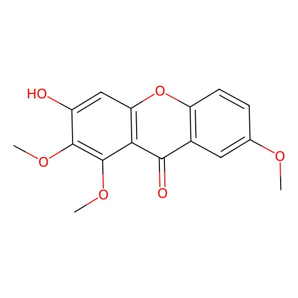 2D Structure of 3-Hydroxy-1,2,7-trimethoxyxanthen-9-one