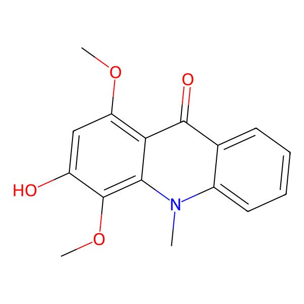 2D Structure of 3-Hydroxy-1,4-dimethoxy-10-methylacridin-9-one 2D Structure of 3-Hydroxy-1,4-dimethoxy-10-methylacridin-9-one
