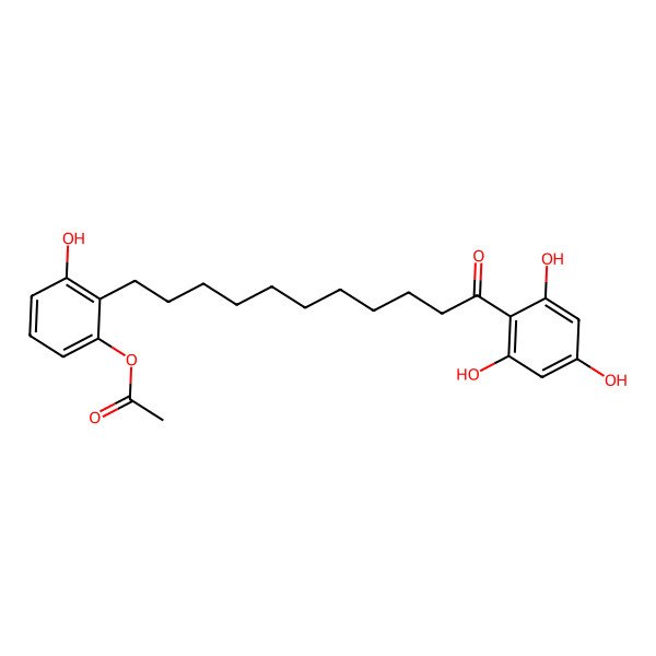 2D Structure of [3-hydroxy-2-[11-oxo-11-(2,4,6-trihydroxyphenyl)undecyl]phenyl] Acetate