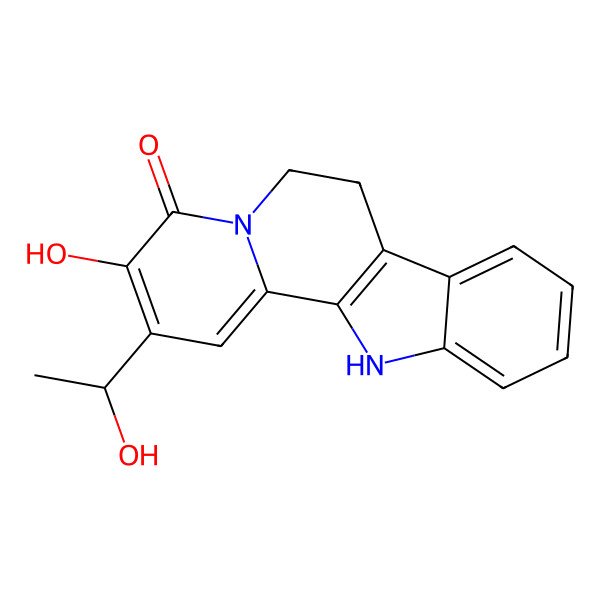 2D Structure of 3-hydroxy-2-[(1R)-1-hydroxyethyl]-7,12-dihydro-6H-indolo[2,3-a]quinolizin-4-one