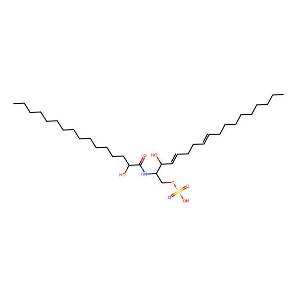 2D Structure of [3-Hydroxy-2-(2-hydroxyhexadecanoylamino)octadeca-4,8-dienyl] hydrogen sulfate