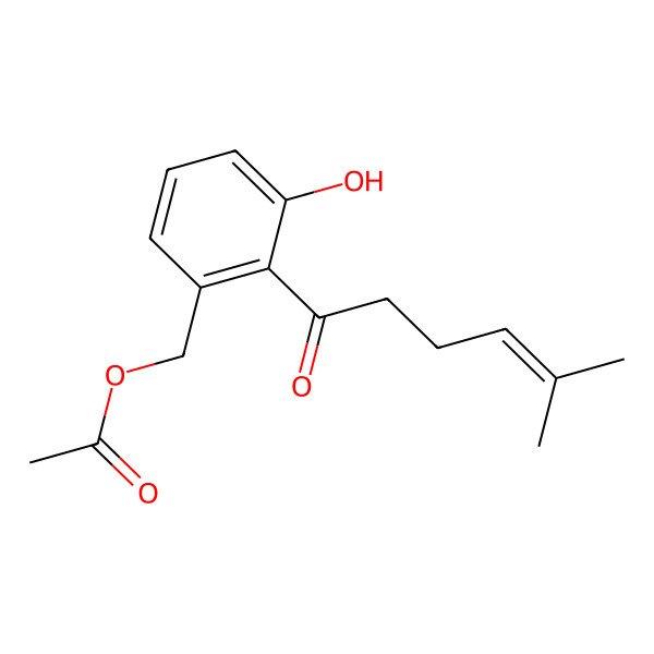 2D Structure of 3-Hydroxy-2-(5-methyl-4-hexenoyl)benzyl acetate