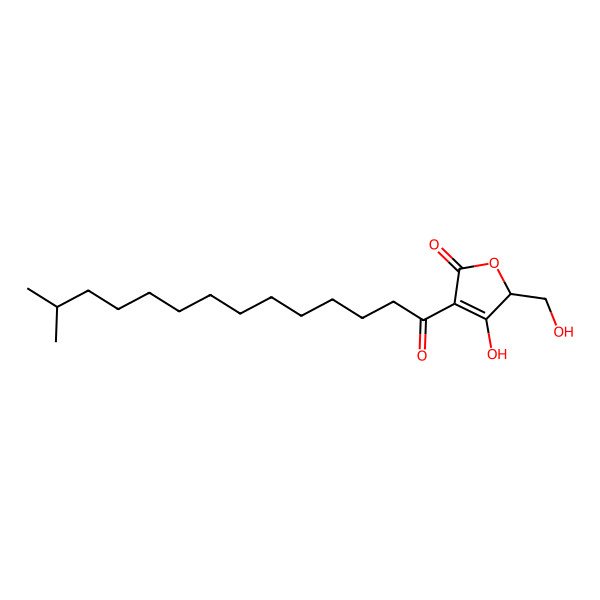 2D Structure of 3-hydroxy-2-(hydroxymethyl)-4-(13-methyltetradecanoyl)-2H-furan-5-one