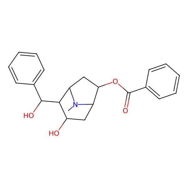 2D Structure of [3-Hydroxy-2-[hydroxy(phenyl)methyl]-8-methyl-8-azabicyclo[3.2.1]octan-6-yl] benzoate