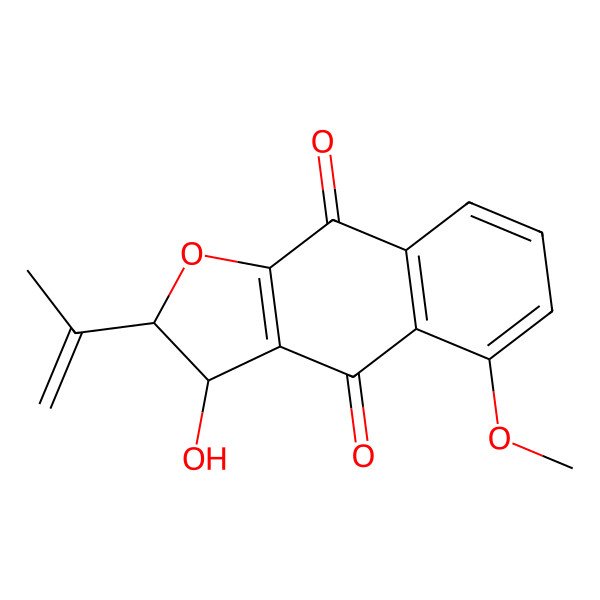 2D Structure of 3-Hydroxy-2-isopropenyl-5-methoxy-2,3-dihydrobenzo[f]benzofuran-4,9-dione