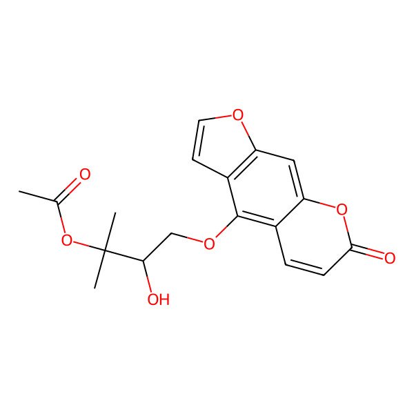 2D Structure of [3-Hydroxy-2-methyl-4-(7-oxofuro[3,2-g]chromen-4-yl)oxybutan-2-yl] acetate