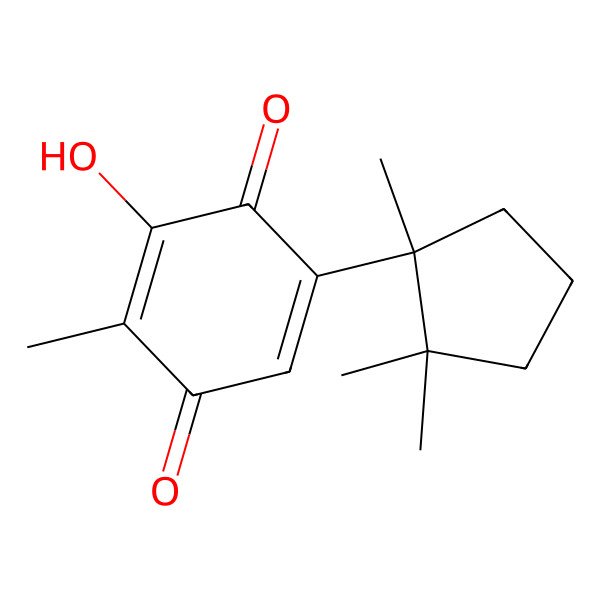 2D Structure of 3-hydroxy-2-methyl-5-[(1S)-1,2,2-trimethylcyclopentyl]cyclohexa-2,5-diene-1,4-dione