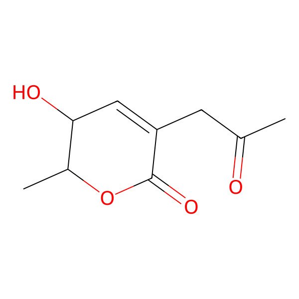 2D Structure of 3-Hydroxy-2-methyl-5-(2-oxopropyl)-2,3-dihydropyran-6-one