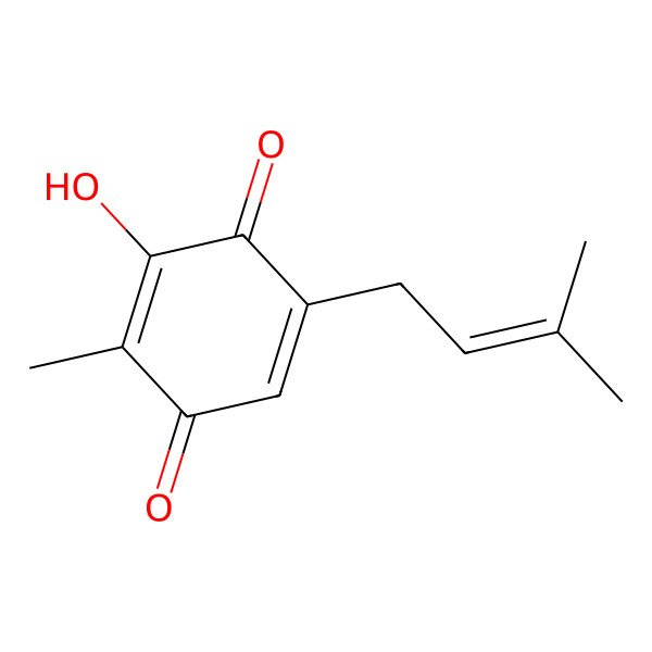 2D Structure of 3-Hydroxy-2-methyl-5-(3-methylbut-2-enyl)cyclohexa-2,5-diene-1,4-dione