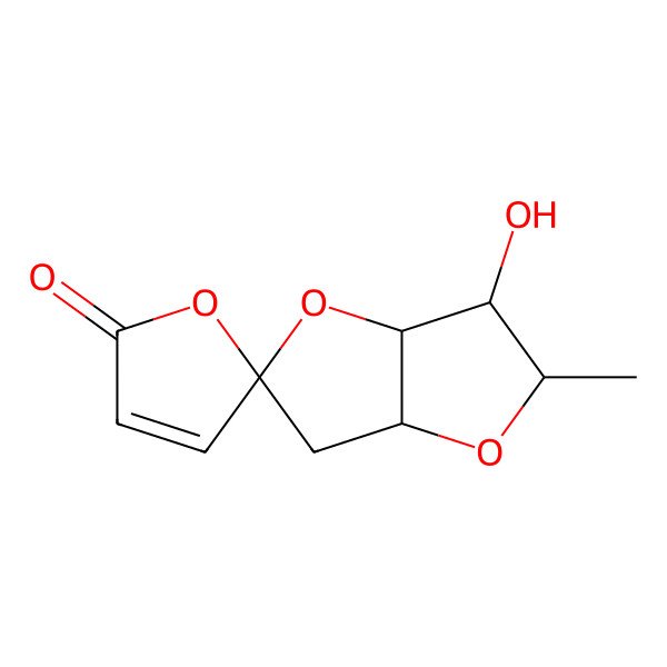 2D Structure of 3-hydroxy-2-methylspiro[3,3a,6,6a-tetrahydro-2H-furo[3,2-b]furan-5,5'-furan]-2'-one