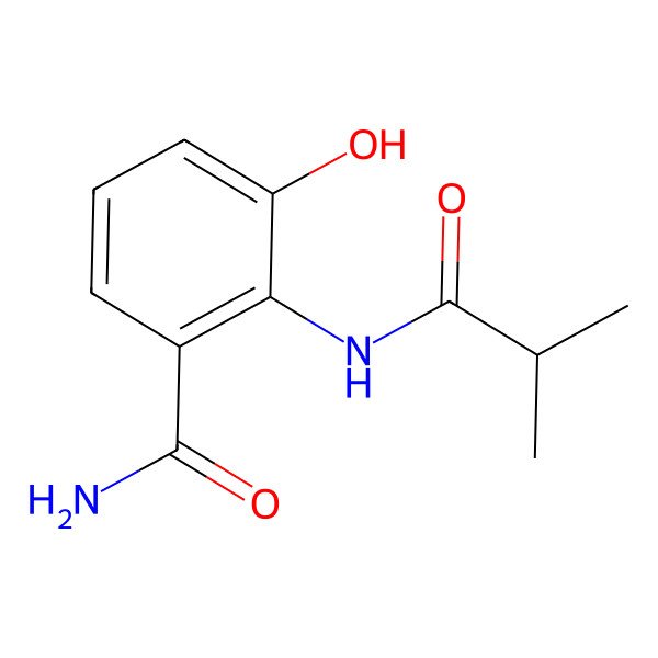 2D Structure of 3-hydroxy-2-N-iso-butyryl-anthranilamide