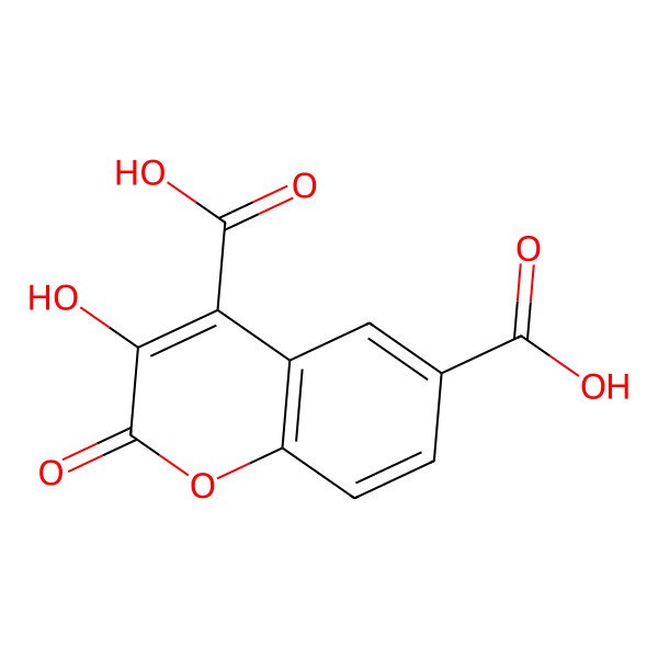 2D Structure of 3-hydroxy-2-oxo-2H-chromene-4,6-dicarboxylic acid