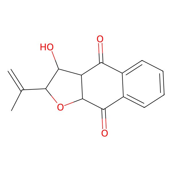 2D Structure of 3-Hydroxy-2-prop-1-en-2-yl-2,3,3a,9a-tetrahydrobenzo[f][1]benzofuran-4,9-dione