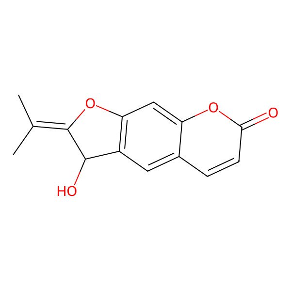 2D Structure of 3-hydroxy-2-propan-2-ylidene-3H-furo[3,2-g]chromen-7-one