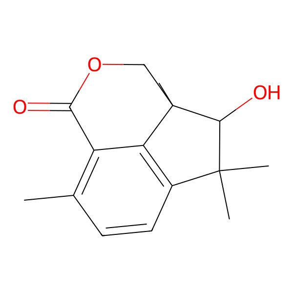 2D Structure of 3-Hydroxy-2,2,4,9-tetramethyl-6-oxatricyclo[6.3.1.04,12]dodeca-1(12),8,10-trien-7-one