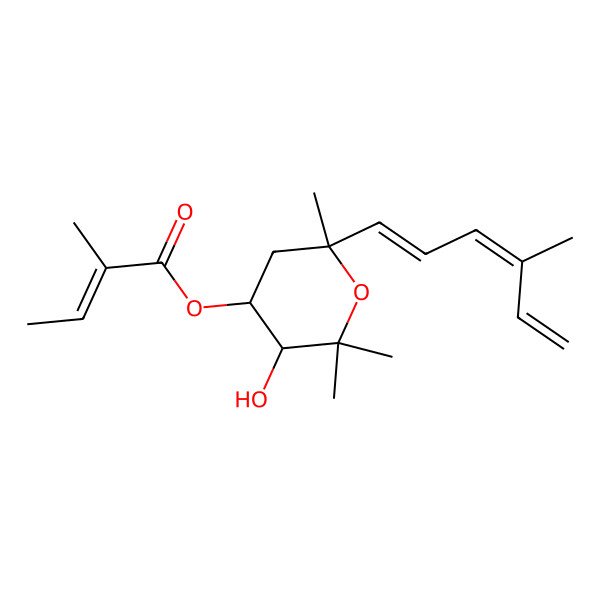 2D Structure of [3-Hydroxy-2,2,6-trimethyl-6-(4-methylhexa-1,3,5-trienyl)oxan-4-yl] 2-methylbut-2-enoate