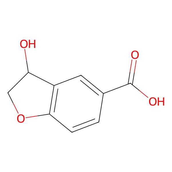 2D Structure of 3-Hydroxy-2,3-dihydrobenzofuran-5-carboxylic acid