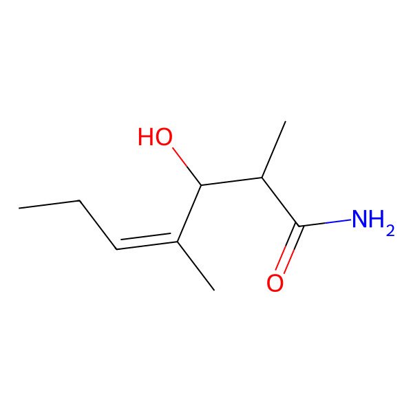 2D Structure of 3-Hydroxy-2,4-dimethylhept-4-enamide