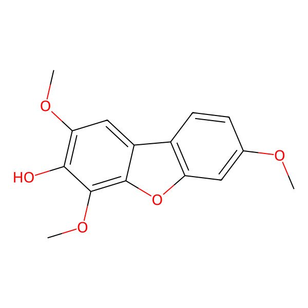 2D Structure of 3-Hydroxy-2,4,7-trimethoxydibenzofuran