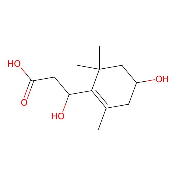 2D Structure of 3-Hydroxy-3-(4-hydroxy-2,6,6-trimethylcyclohexen-1-yl)propanoic acid